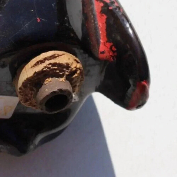 Vintage BLACK 196s Pottery Dog Poodle Head Single Glaze Handpainted Wine Cork - Picture 2 of 3